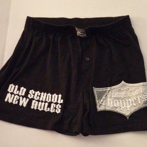 The Hut. Orange County Choppers. Black shorts. Size L.
